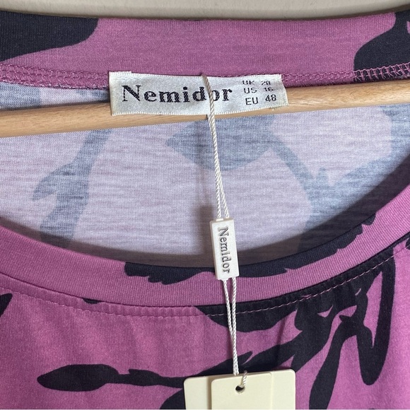 Nemidor Womens Short Sleeve Purple Dress Plus Size Size 16 - Picture 10 of 16